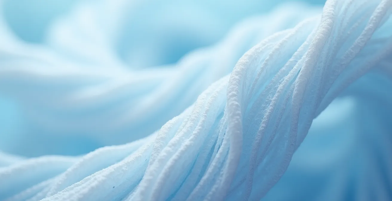 Vista macro dettagliata di tessuto cartilagineo con fibre di collagene intrecciate