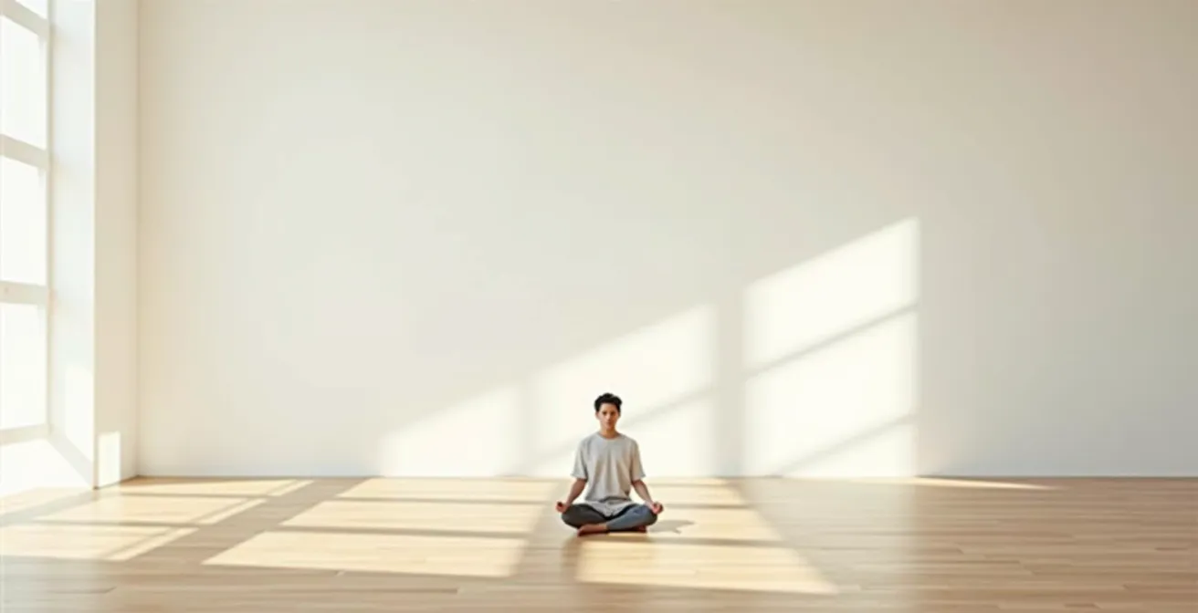 Persona in meditazione in ambiente minimalista per migliorare la variabilità cardiaca