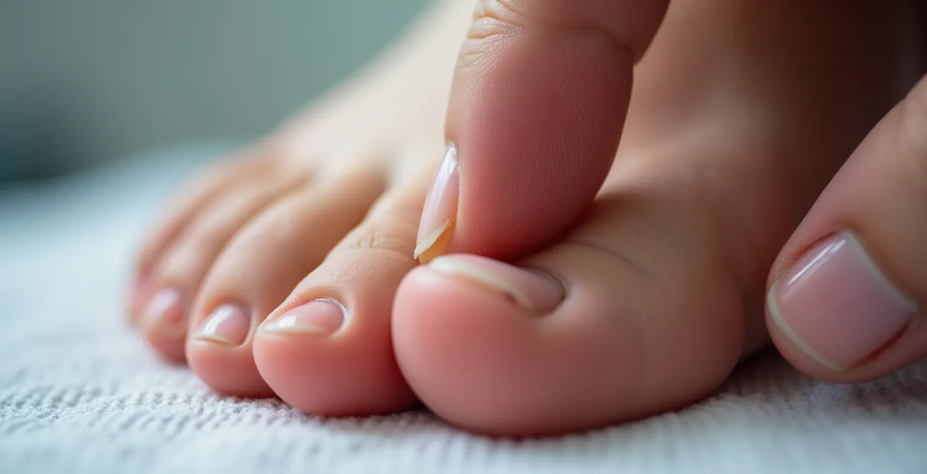 Vista macro dell'alluce con indicazione delle zone riflesse per diversi tipi di mal di testa