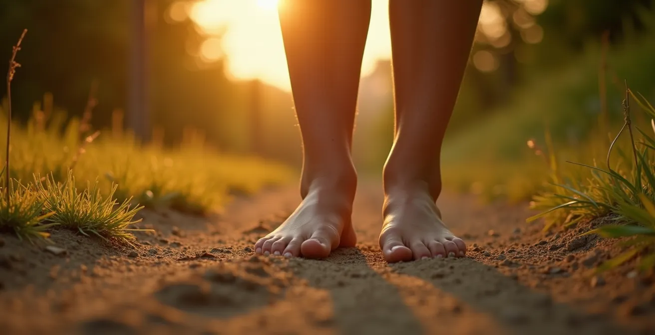 Figura umana con postura stabile in un ambiente naturale calmo