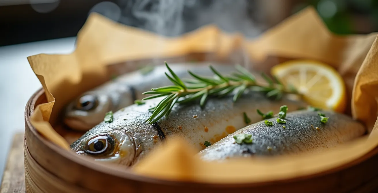 Filetti di sgombro cotti al vapore con erbe aromatiche